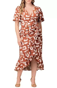 Women's Plus Alexandra Ruffle Faux Wrap Gown