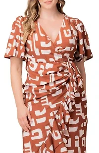 Women's Plus Alexandra Ruffle Faux Wrap Gown