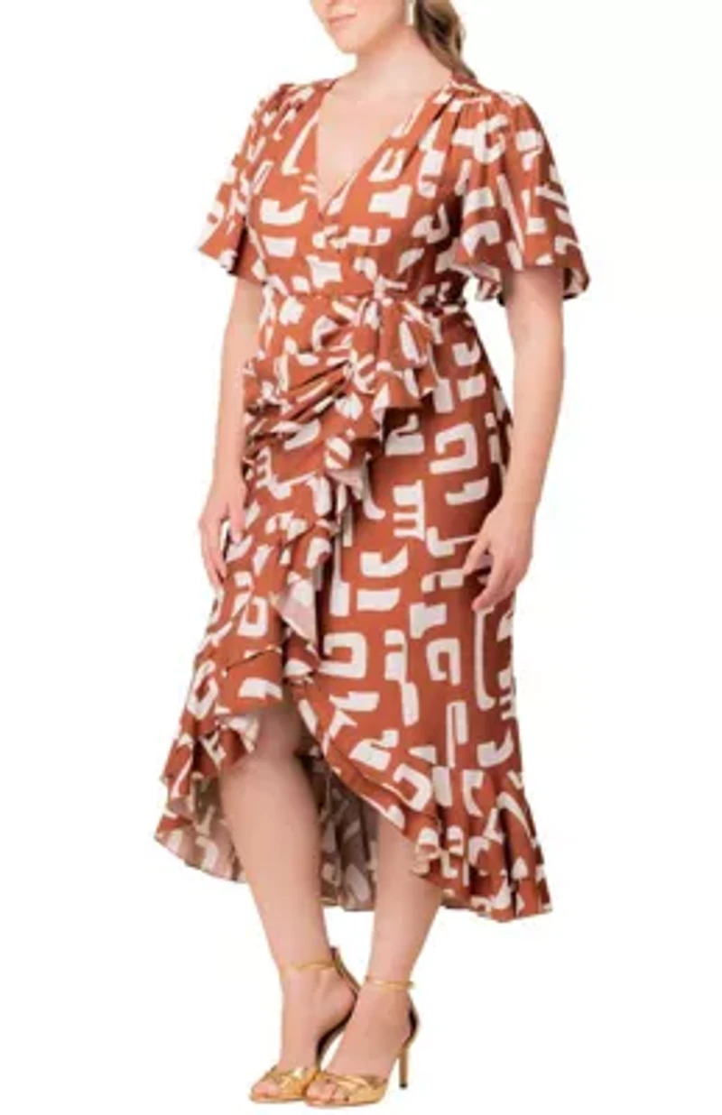 Women's Plus Alexandra Ruffle Faux Wrap Gown