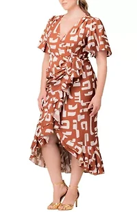 Women's Plus Alexandra Ruffle Faux Wrap Gown