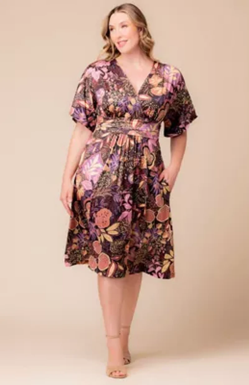 Women's Plus Gia A-Line Midi Dress with Pockets