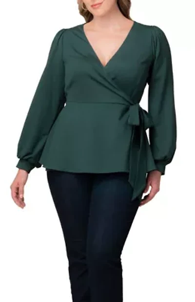 Women's Plus Natasha Long Sleeve Wrap Top