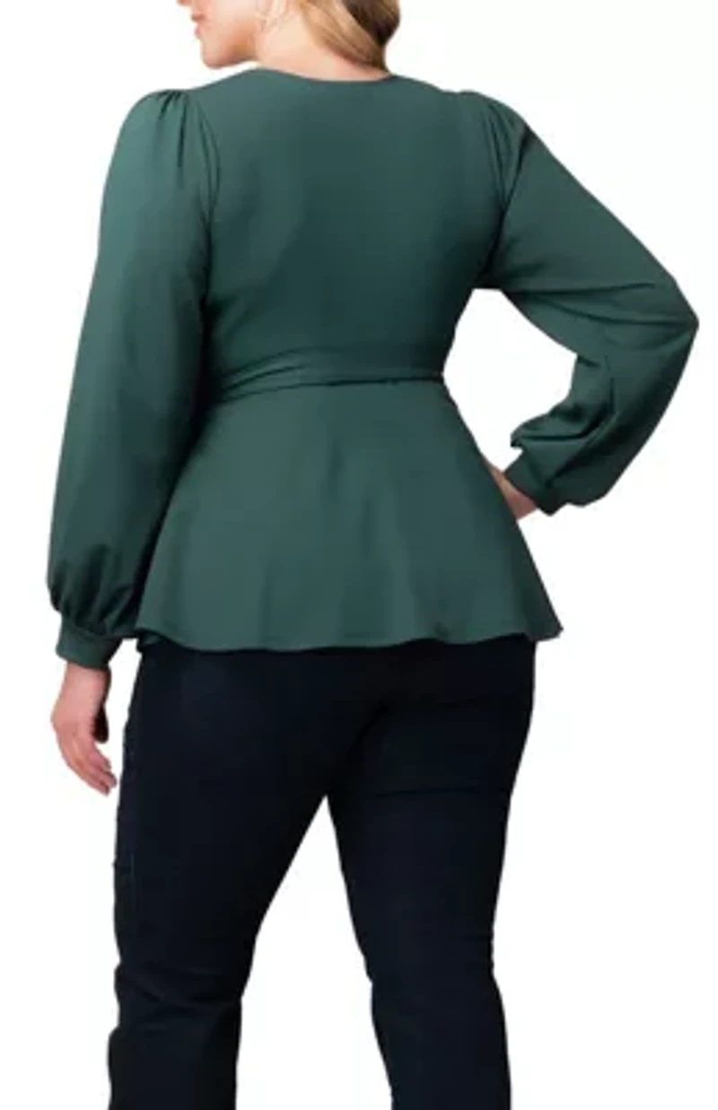 Women's Plus Natasha Long Sleeve Wrap Top