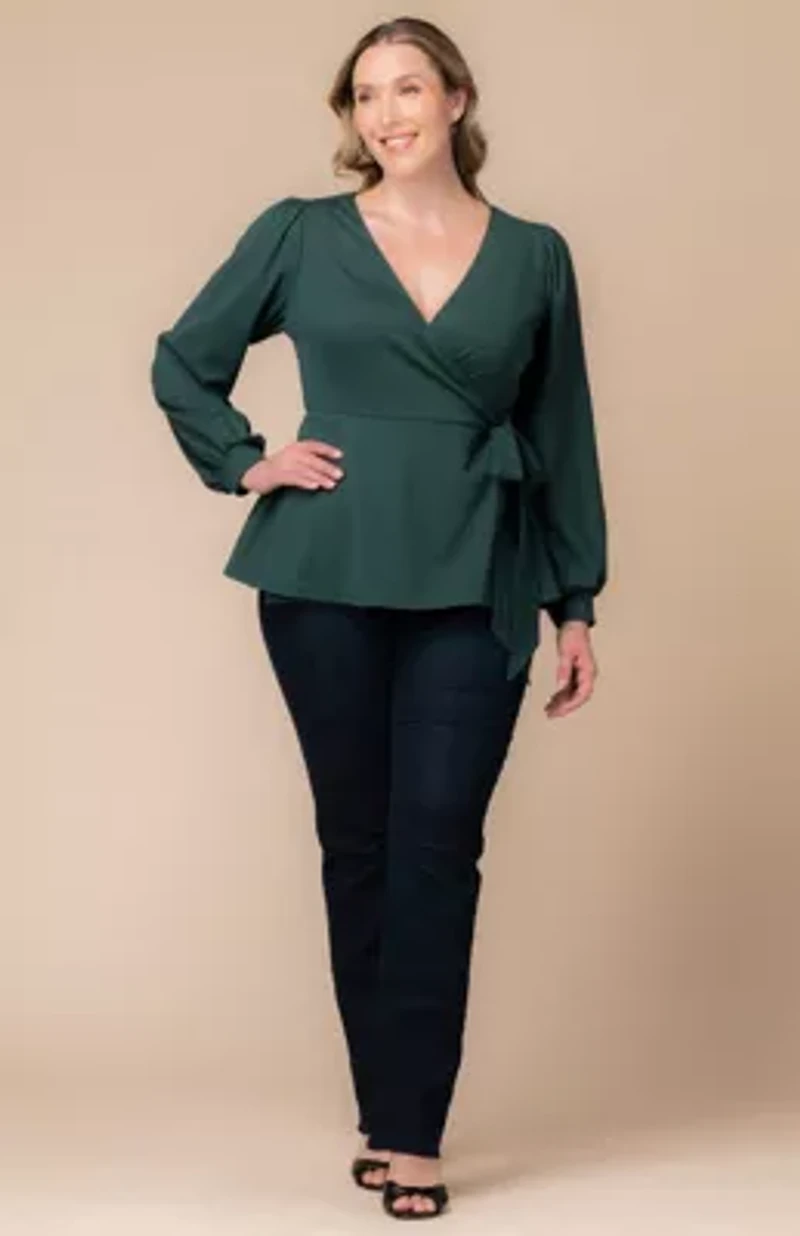 Women's Plus Natasha Long Sleeve Wrap Top