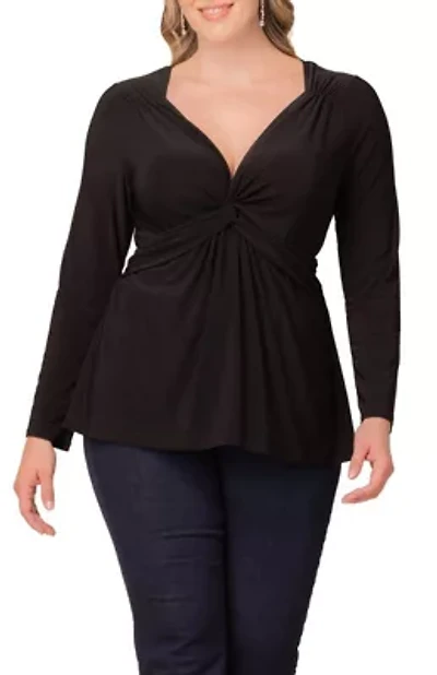 Women's Plus Abigail Long Sleeve Twist Top