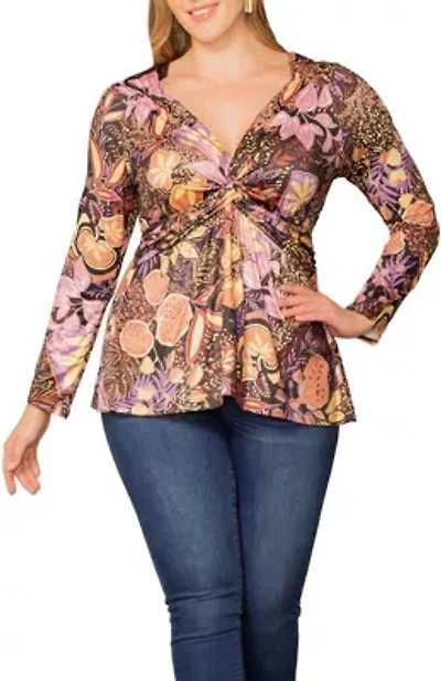 Women's Plus Abigail Long Sleeve Twist Top