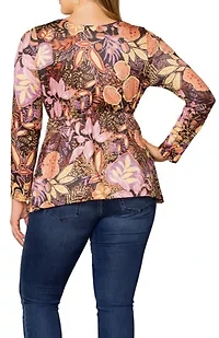 Women's Plus Abigail Long Sleeve Twist Top