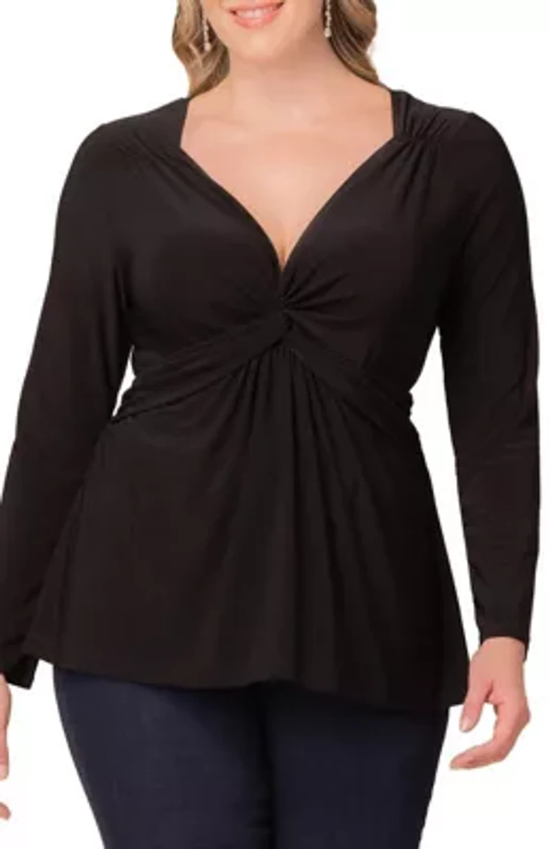 Women's Plus Abigail Long Sleeve Twist Top