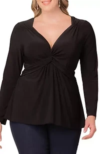 Women's Plus Abigail Long Sleeve Twist Top