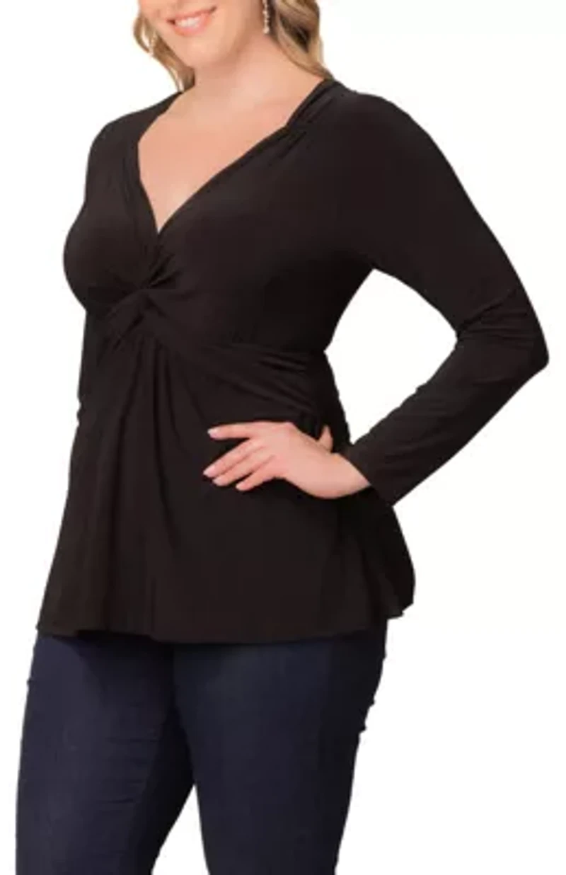 Women's Plus Abigail Long Sleeve Twist Top