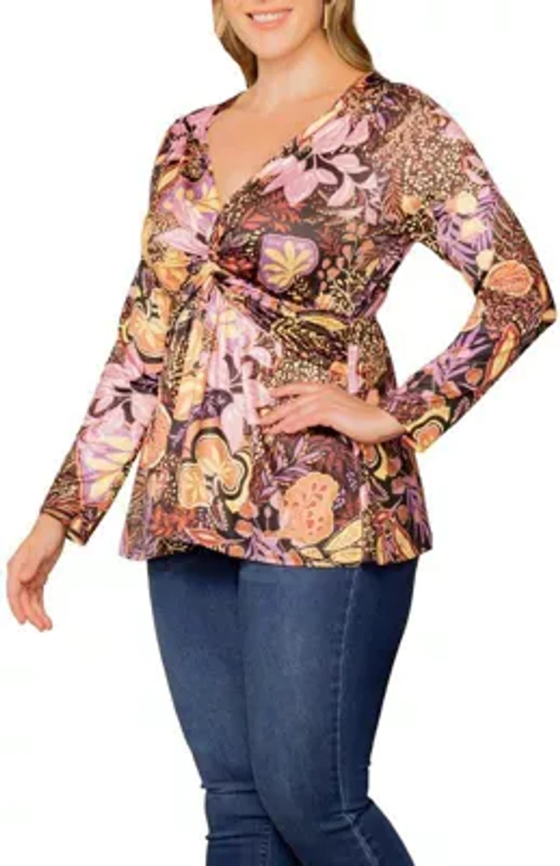Women's Plus Abigail Long Sleeve Twist Top