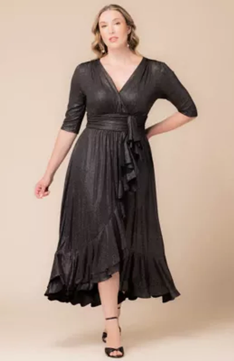 Women's Plus Glimmer Ruffle Evening Gown