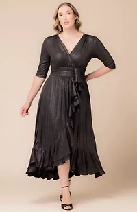 Women's Plus Glimmer Ruffle Evening Gown