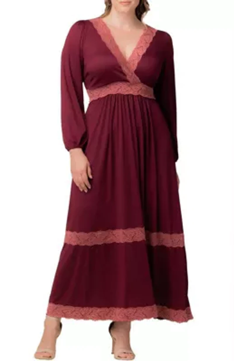 Women's Plus Lara Lace Trim Long Dress
