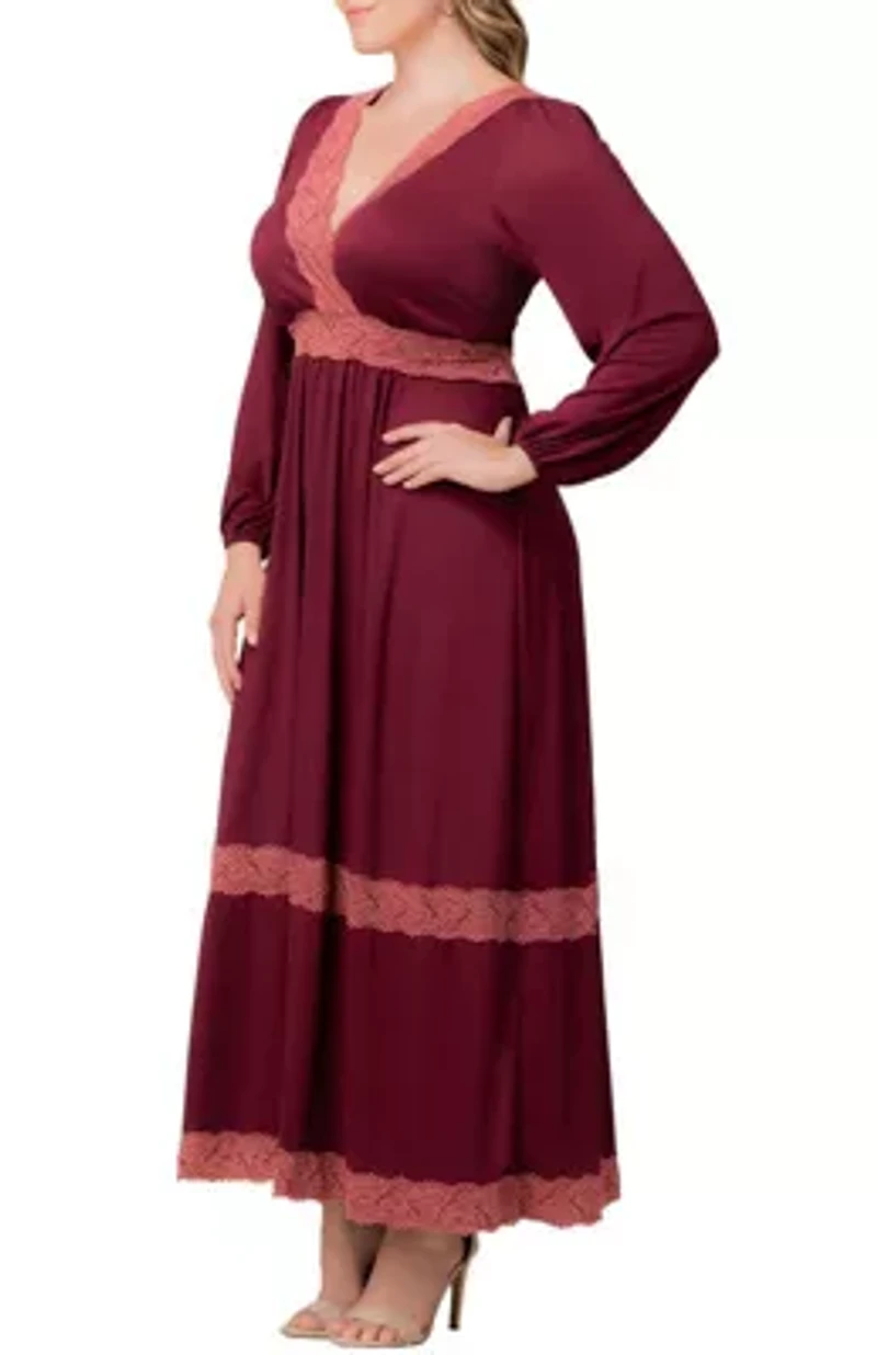 Women's Plus Lara Lace Trim Long Dress
