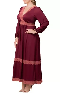 Women's Plus Lara Lace Trim Long Dress