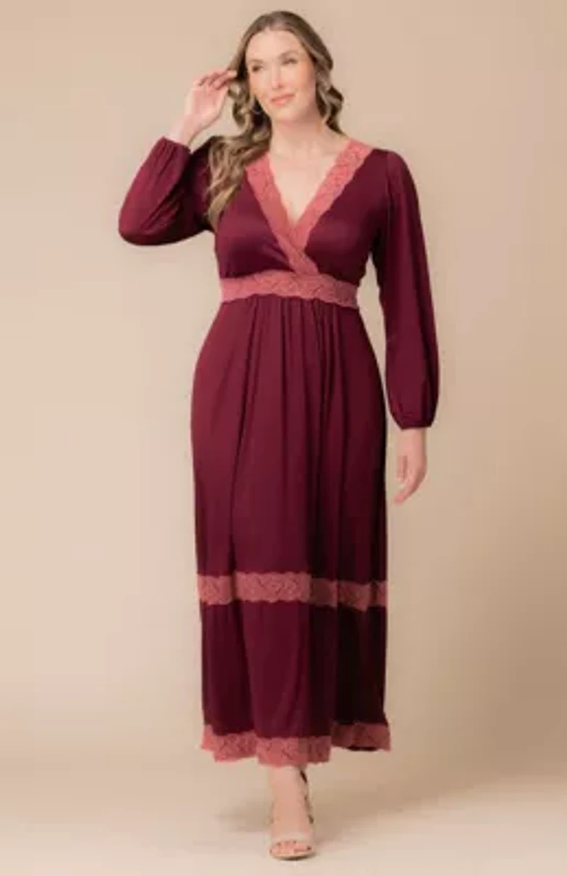 Women's Plus Lara Lace Trim Long Dress