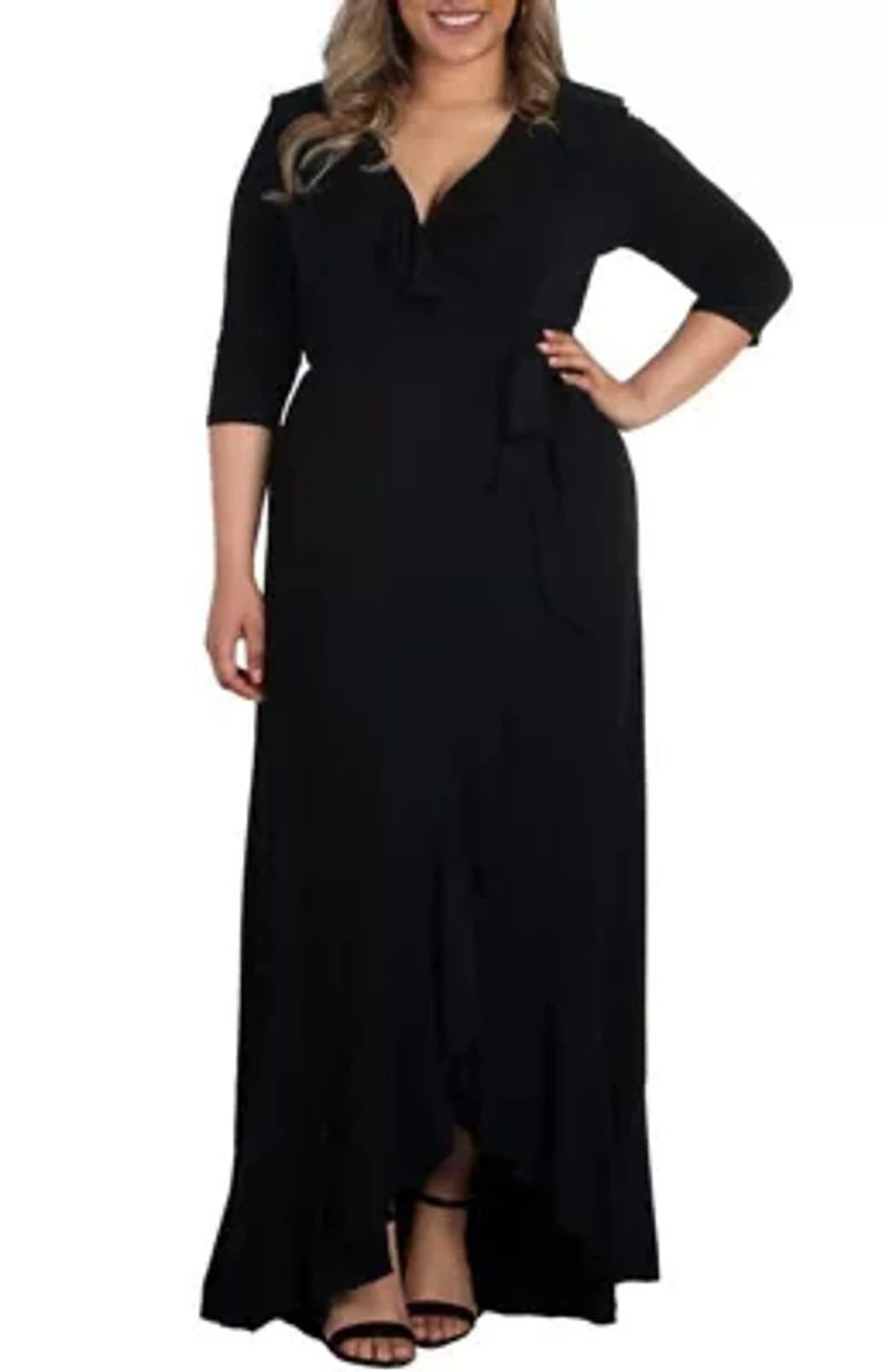 Women's Plus Maritime Ruffle Maxi Dress with Sleeves