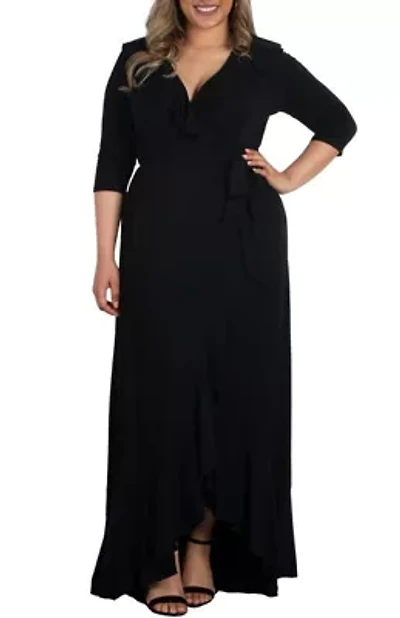 Women's Plus Maritime Ruffle Maxi Dress with Sleeves