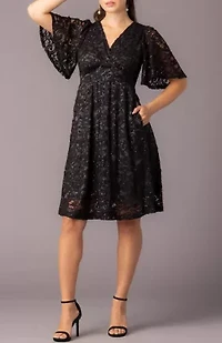 Women's Starry Sequin Lace Cocktail Dress with Pockets