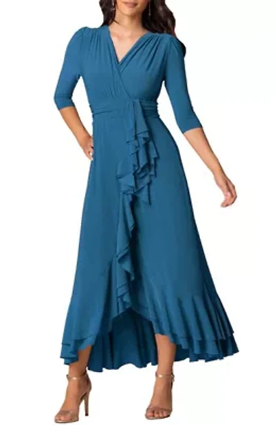 Women's Veronica Ruffle Faux Wrap Evening Gown