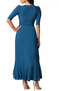 Women's Veronica Ruffle Faux Wrap Evening Gown