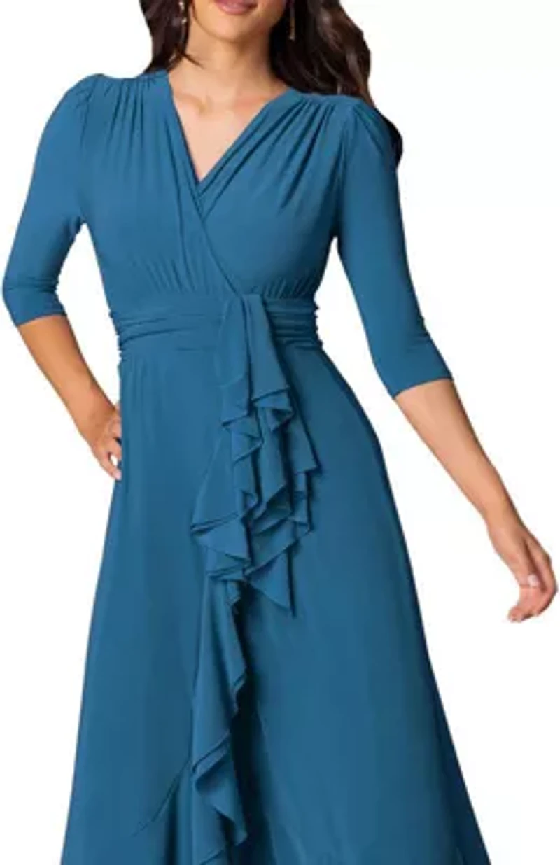 Women's Veronica Ruffle Faux Wrap Evening Gown