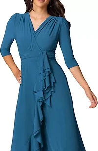 Women's Veronica Ruffle Faux Wrap Evening Gown