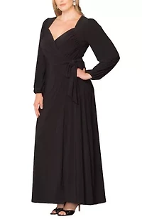 Women's Plus Modern Muse Long Sleeve Wrap Gown