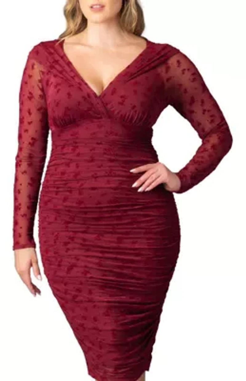 Women's Plus Betsey Ruched BodyCon Midi Cocktail Dress