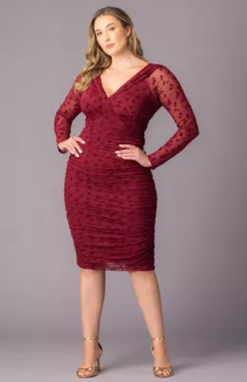 Women's Plus Betsey Ruched BodyCon Midi Cocktail Dress