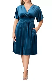 Women's Plus Angelic Velvet Cocktail Dress with Pockets