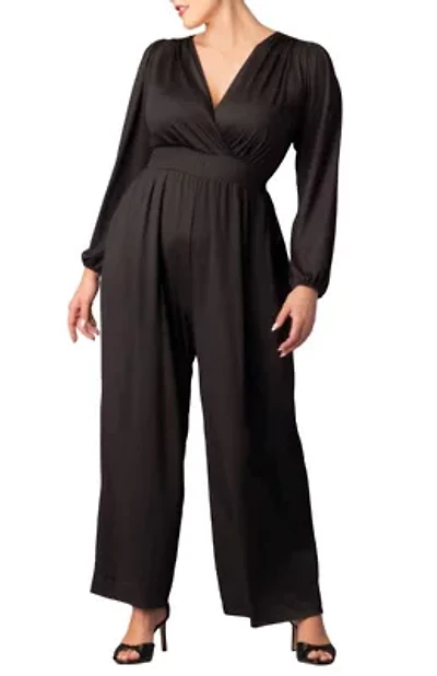 Women's Plus Brigitte Long Sleeve Wide Leg Jumpsuit