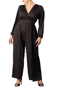 Women's Plus Brigitte Long Sleeve Wide Leg Jumpsuit