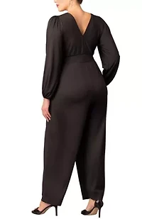 Women's Plus Brigitte Long Sleeve Wide Leg Jumpsuit