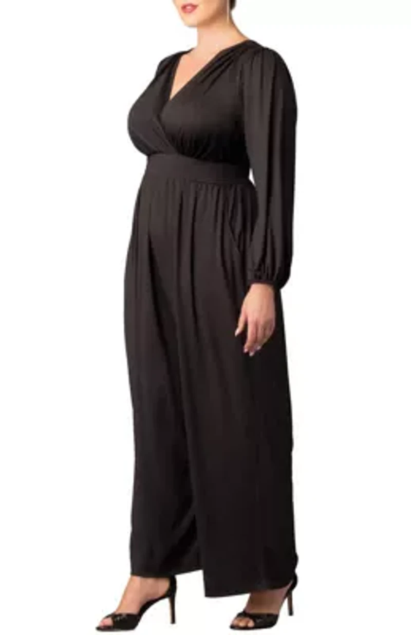 Women's Plus Brigitte Long Sleeve Wide Leg Jumpsuit