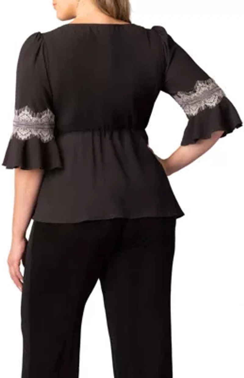 Women's Plus Chateau Lace Trim Top