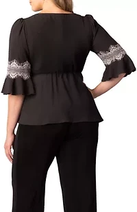 Women's Plus Chateau Lace Trim Top