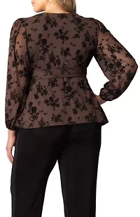 Women's Plus Alissa Long Sleeve Wrap Top