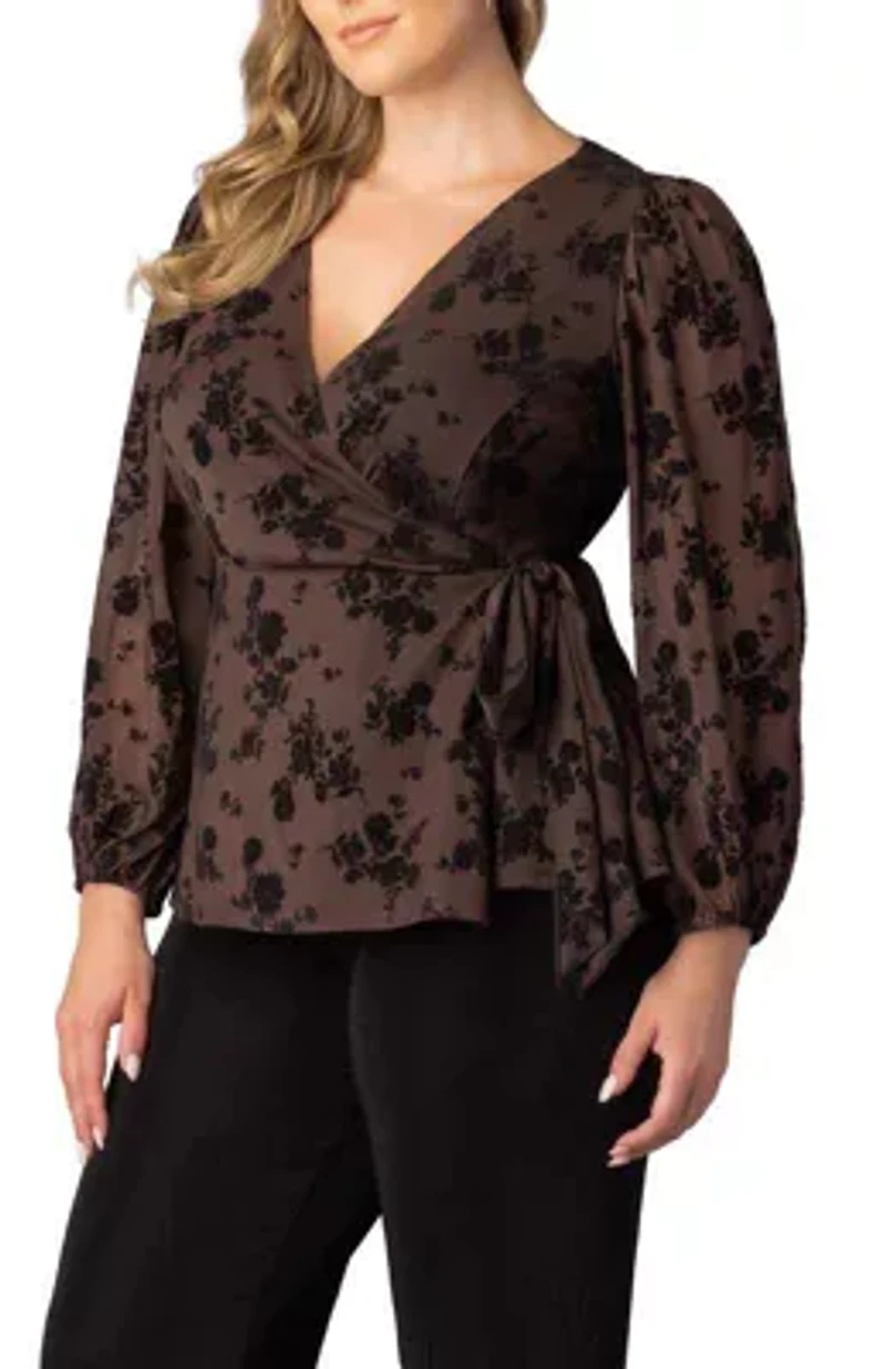 Women's Plus Alissa Long Sleeve Wrap Top