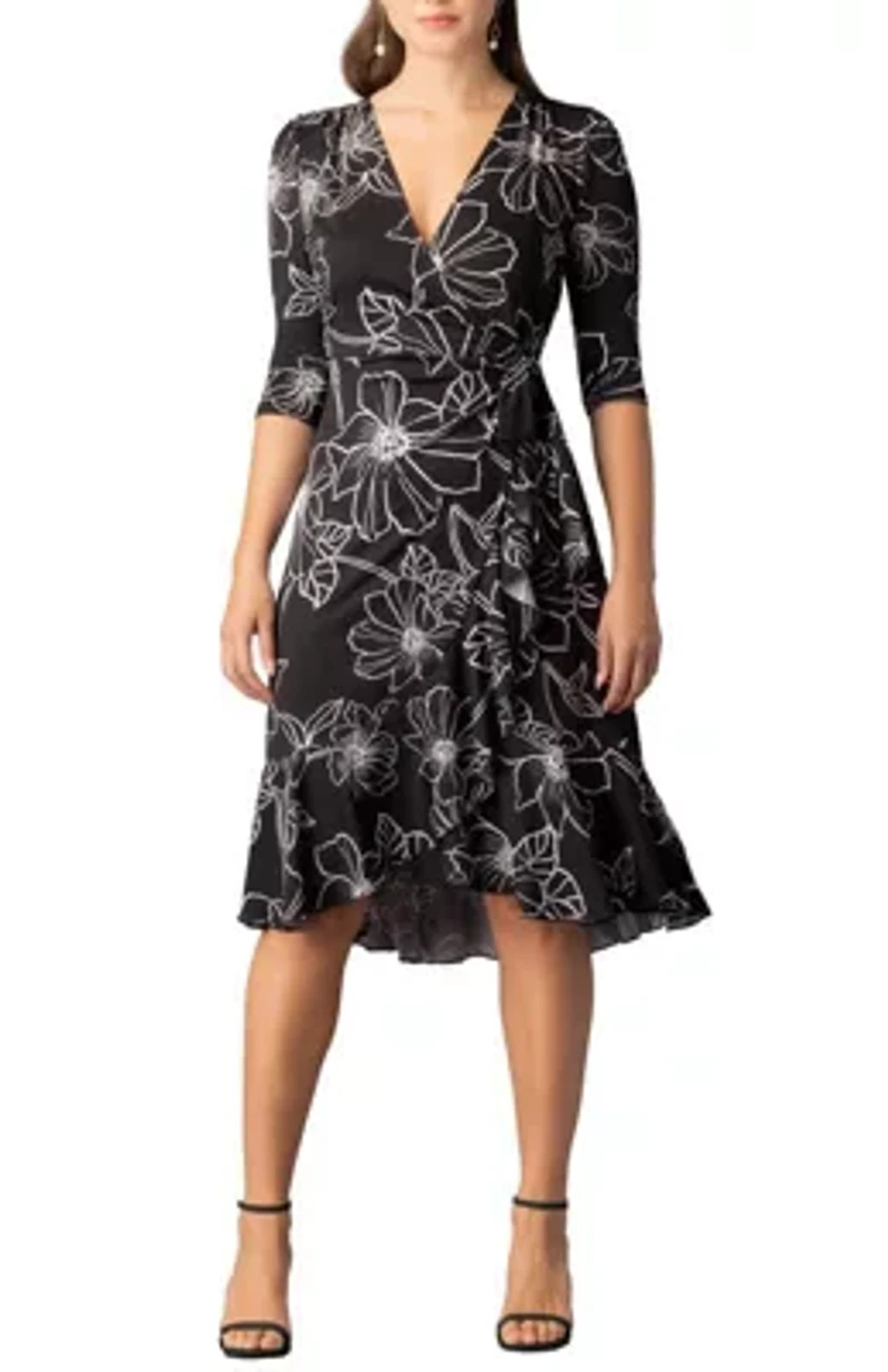 Women's Flirty Flounce Midi Wrap Dress