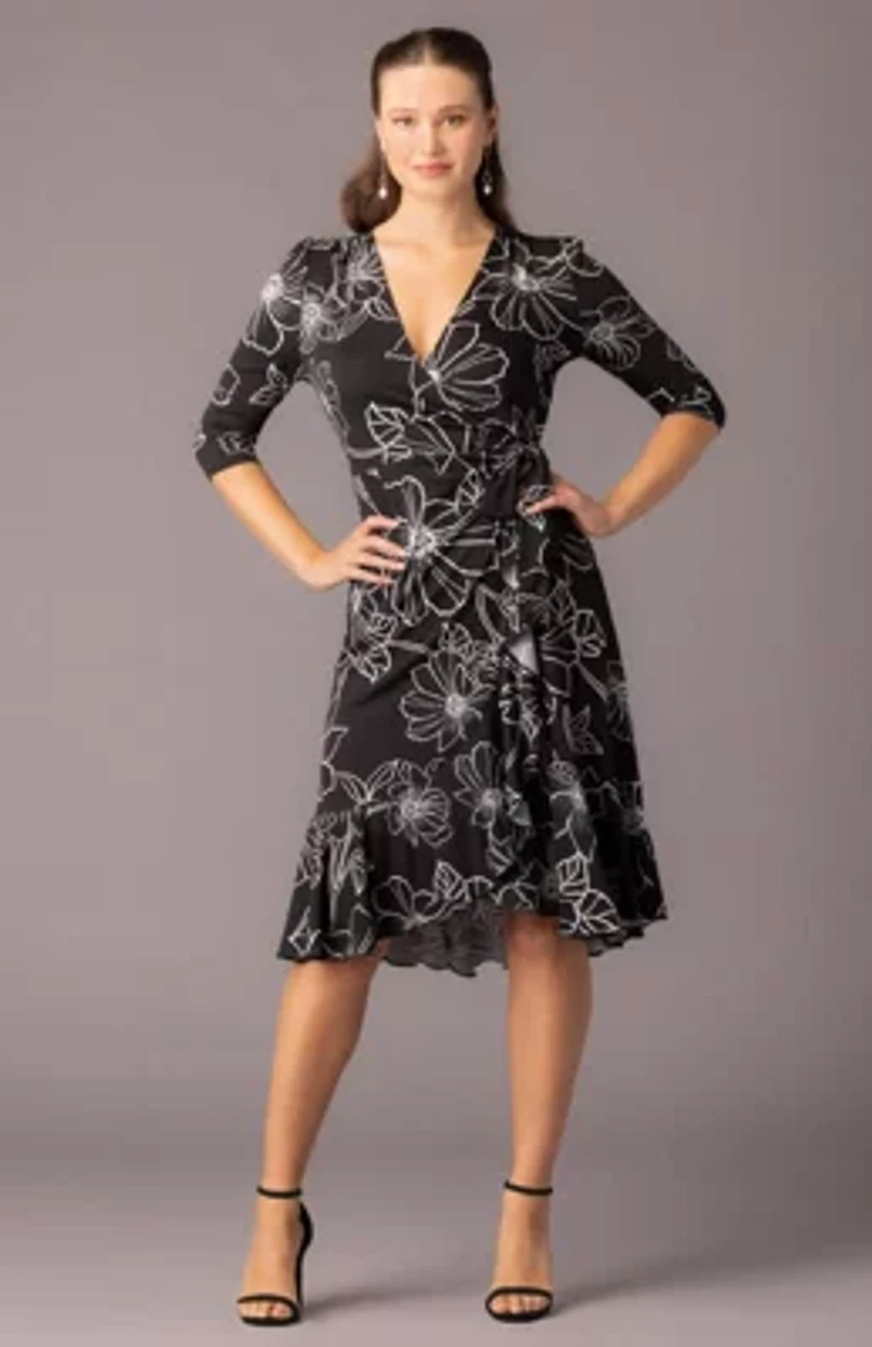 Women's Flirty Flounce Midi Wrap Dress