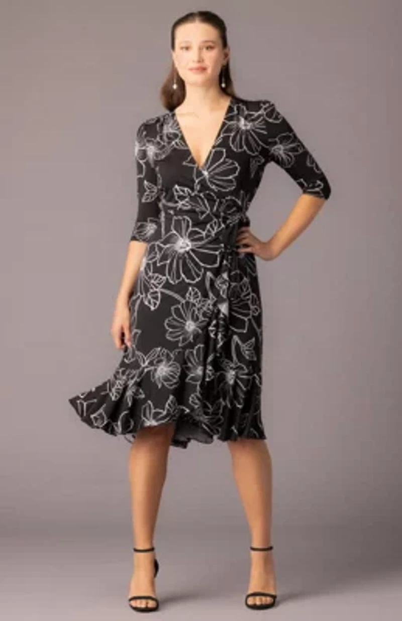Women's Flirty Flounce Midi Wrap Dress