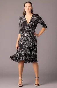 Women's Flirty Flounce Midi Wrap Dress