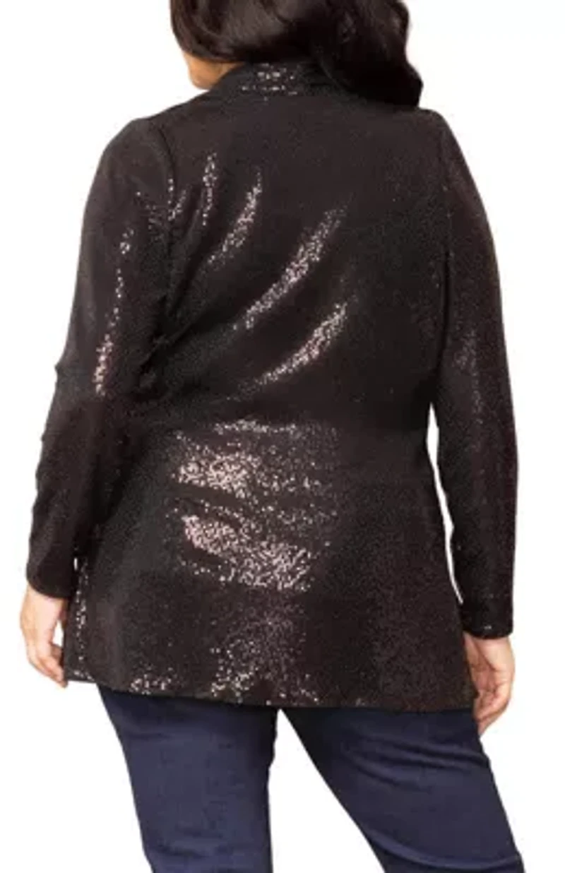 Women's Plus Glitz and Glam Sequin Cardigan