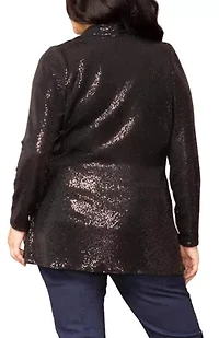 Women's Plus Glitz and Glam Sequin Cardigan