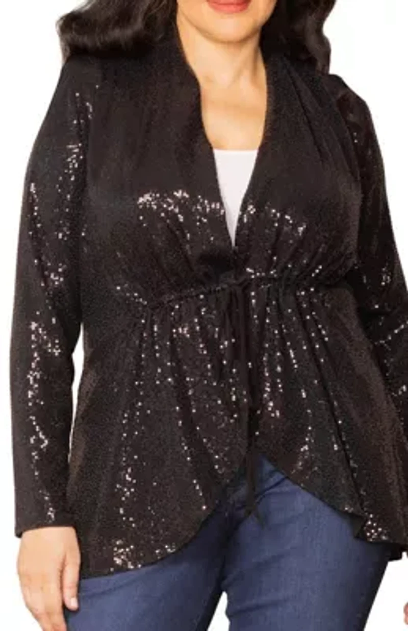 Women's Plus Glitz and Glam Sequin Cardigan