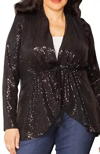 Women's Plus Glitz and Glam Sequin Cardigan
