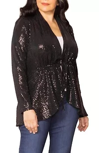 Women's Plus Glitz and Glam Sequin Cardigan