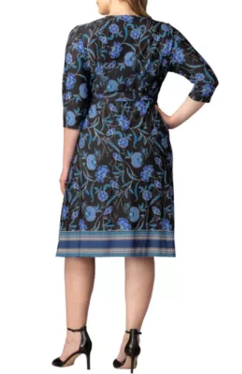 Women's Plus Beguiling Border Print Wrap Dress